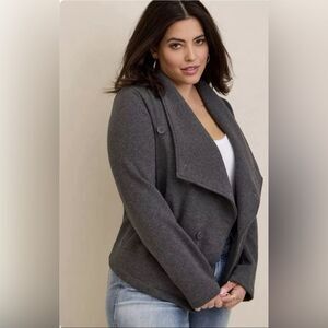 Gray Torrid Sz 1 Fleece Drape Button Front Jacket Women's 1X, 14/16 -